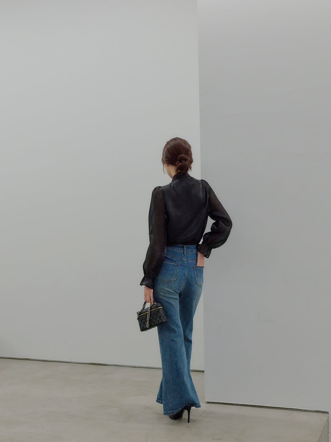 グロッシーオーガンジーボウタイブラウス