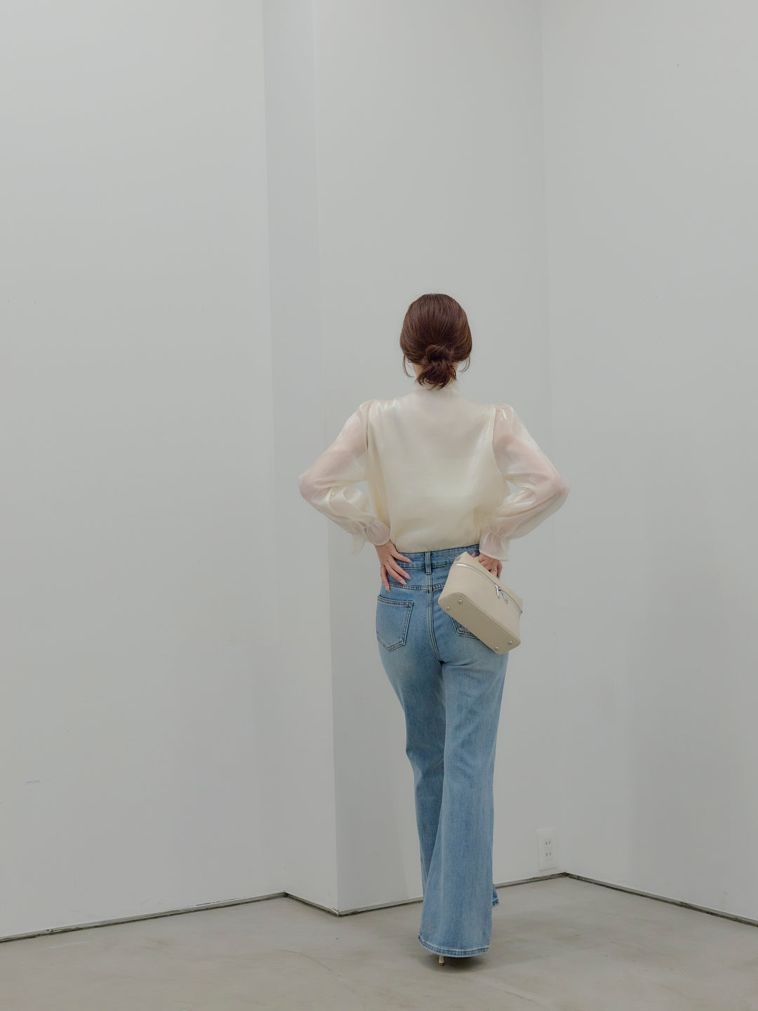 グロッシーオーガンジーボウタイブラウス