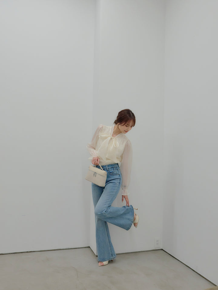 グロッシーオーガンジーボウタイブラウス