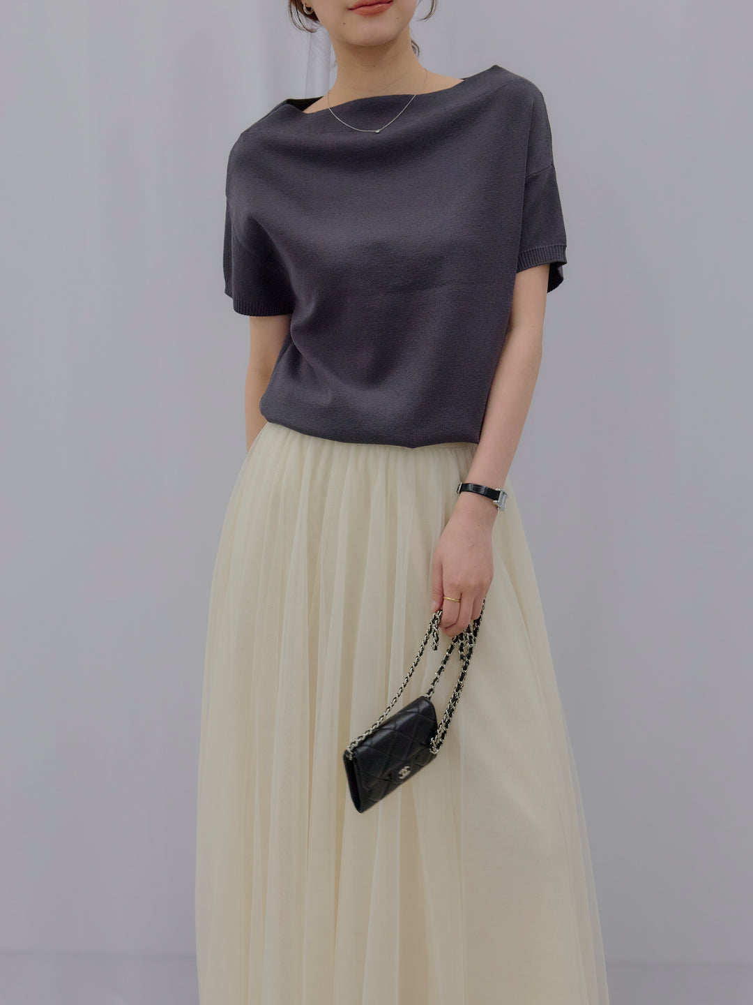 2WAYネックスプリングニットトップス