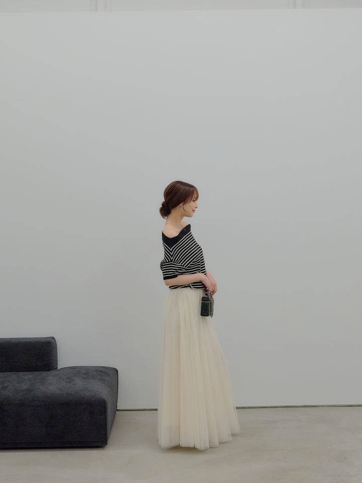 2WAYネックスプリングニットトップス