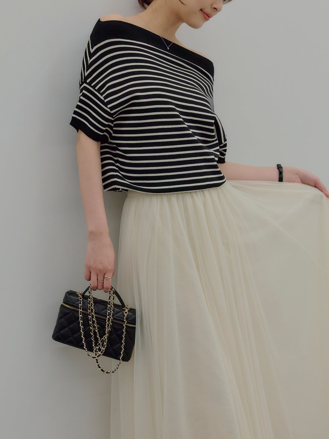 2WAYネックスプリングニットトップス