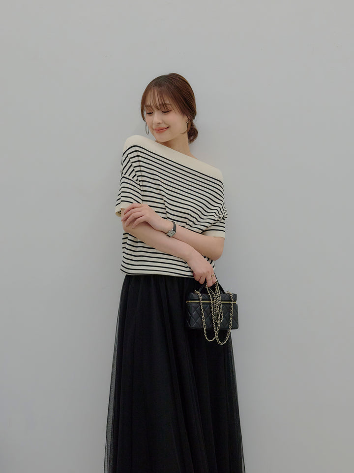 2WAYネックスプリングニットトップス