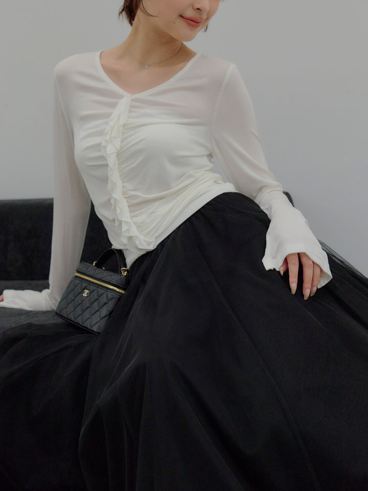 フロントフリルフィットトップス