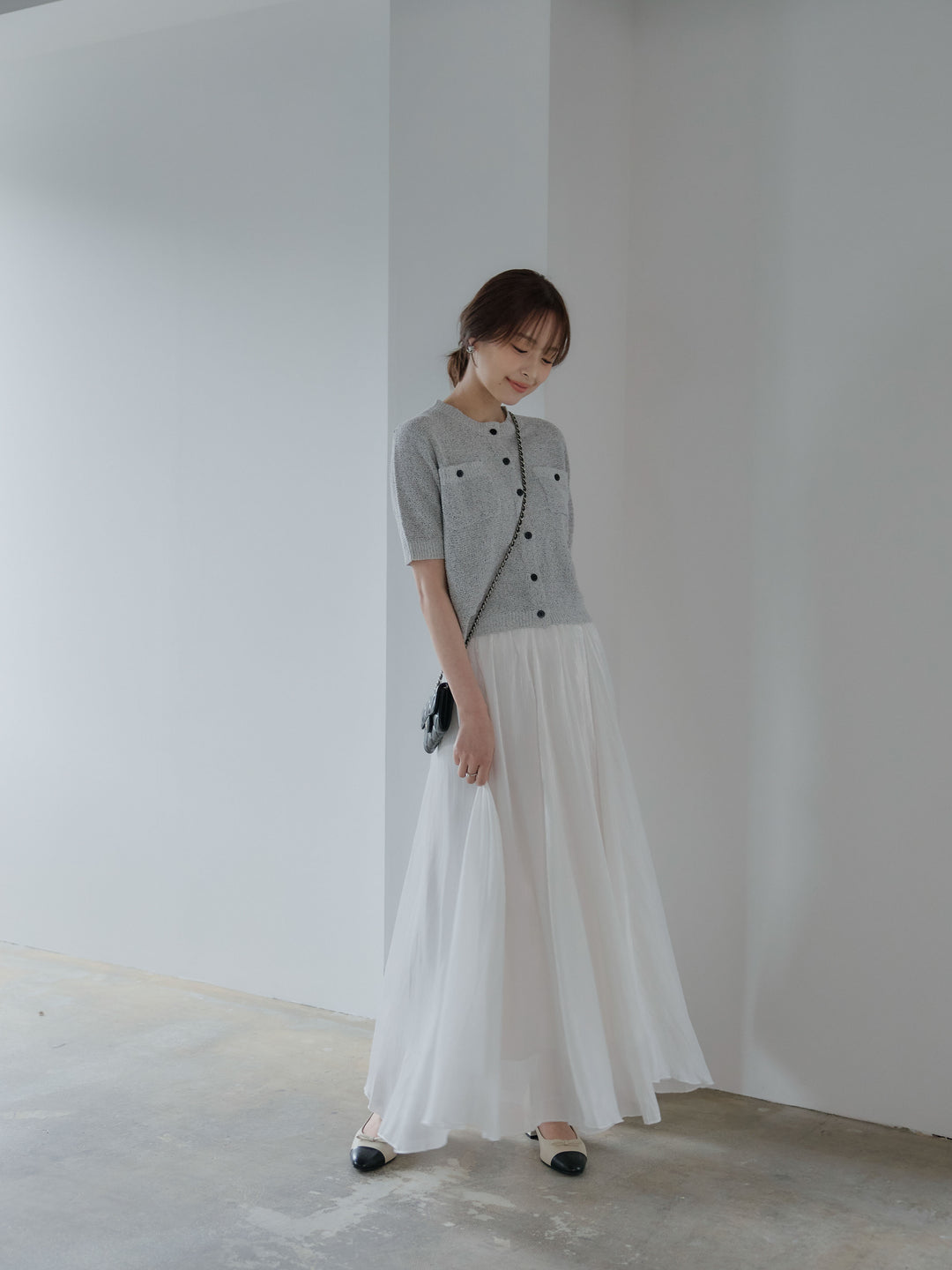 フロントポケットハーフスリーブカーディガン