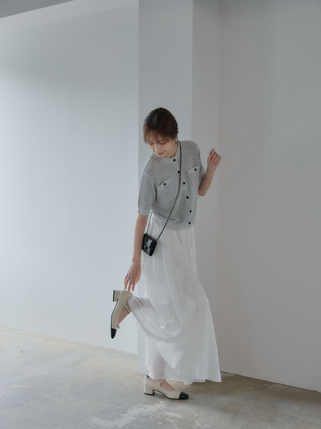 フロントポケットハーフスリーブカーディガン