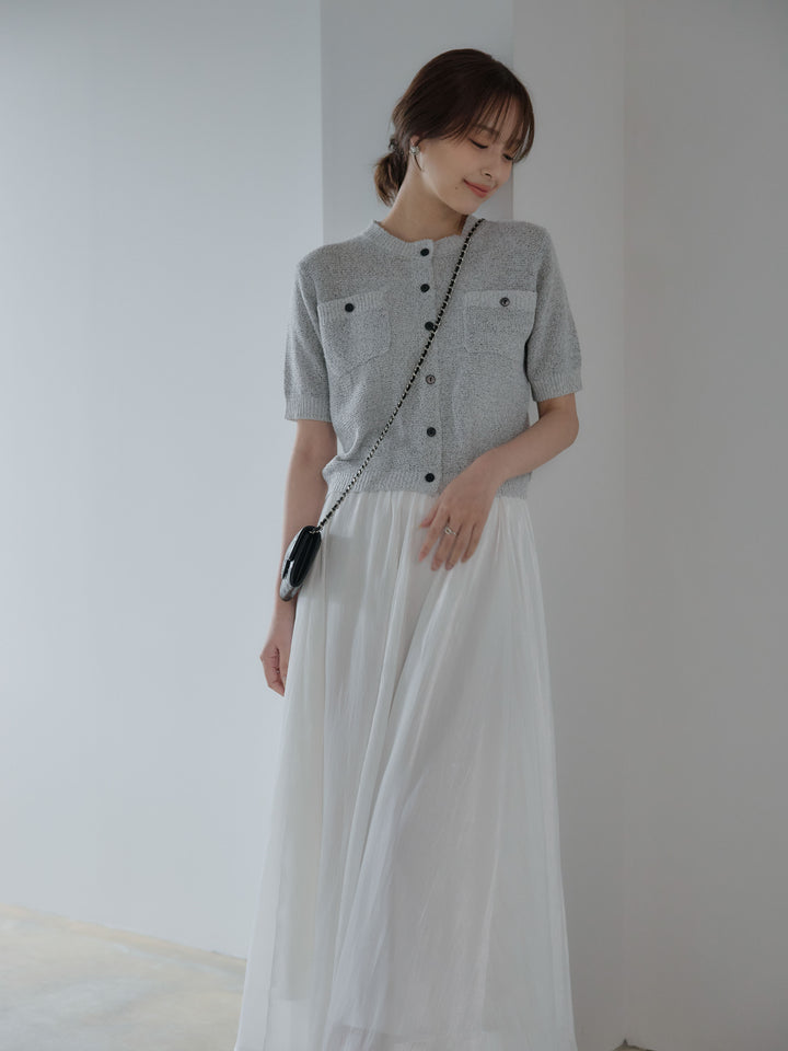 フロントポケットハーフスリーブカーディガン