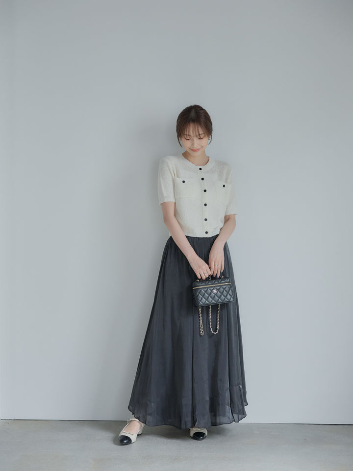 フロントポケットハーフスリーブカーディガン