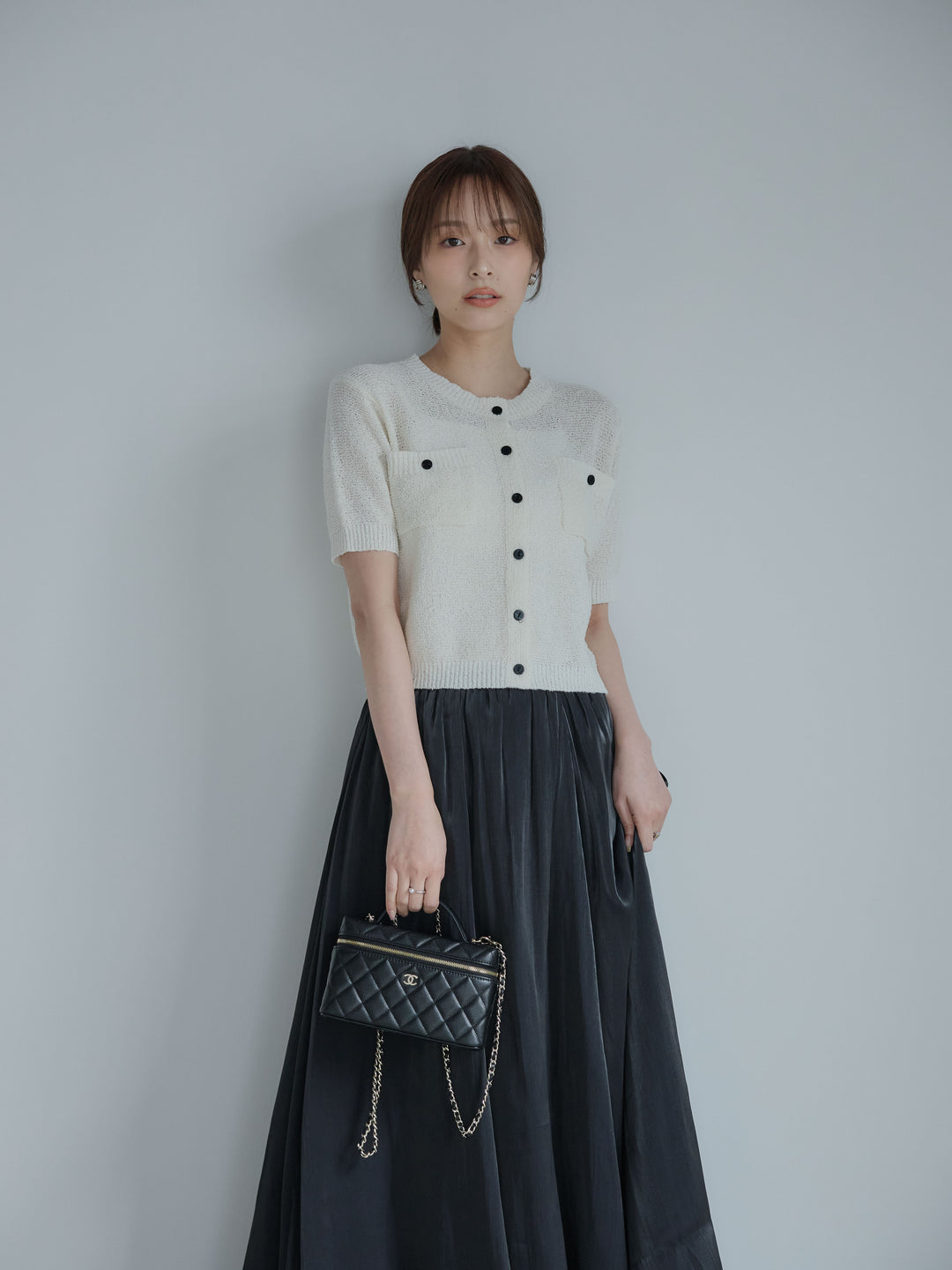 フロントポケットハーフスリーブカーディガン