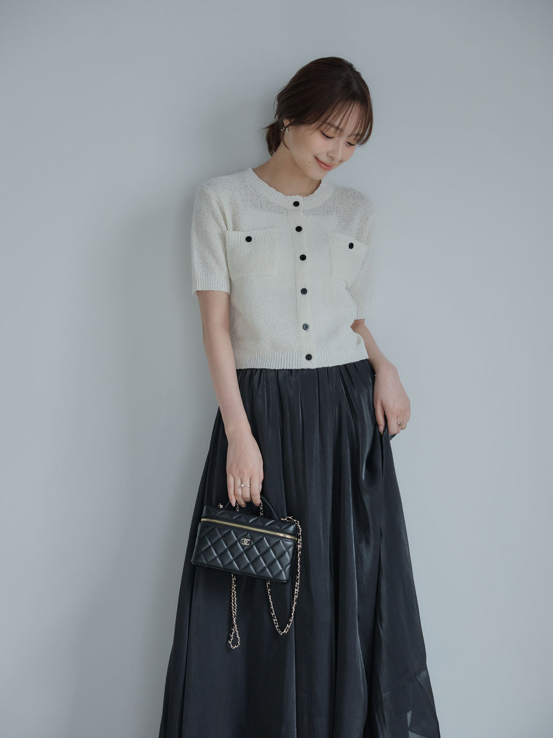 フロントポケットハーフスリーブカーディガン