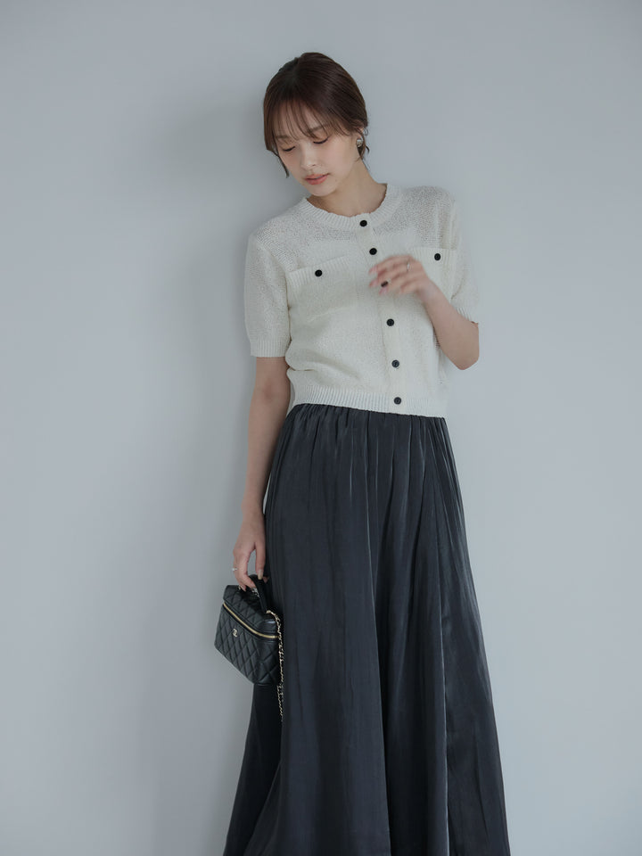 フロントポケットハーフスリーブカーディガン