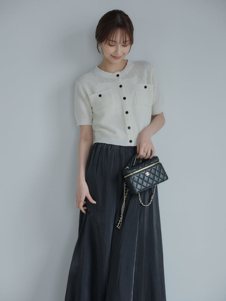 フロントポケットハーフスリーブカーディガン