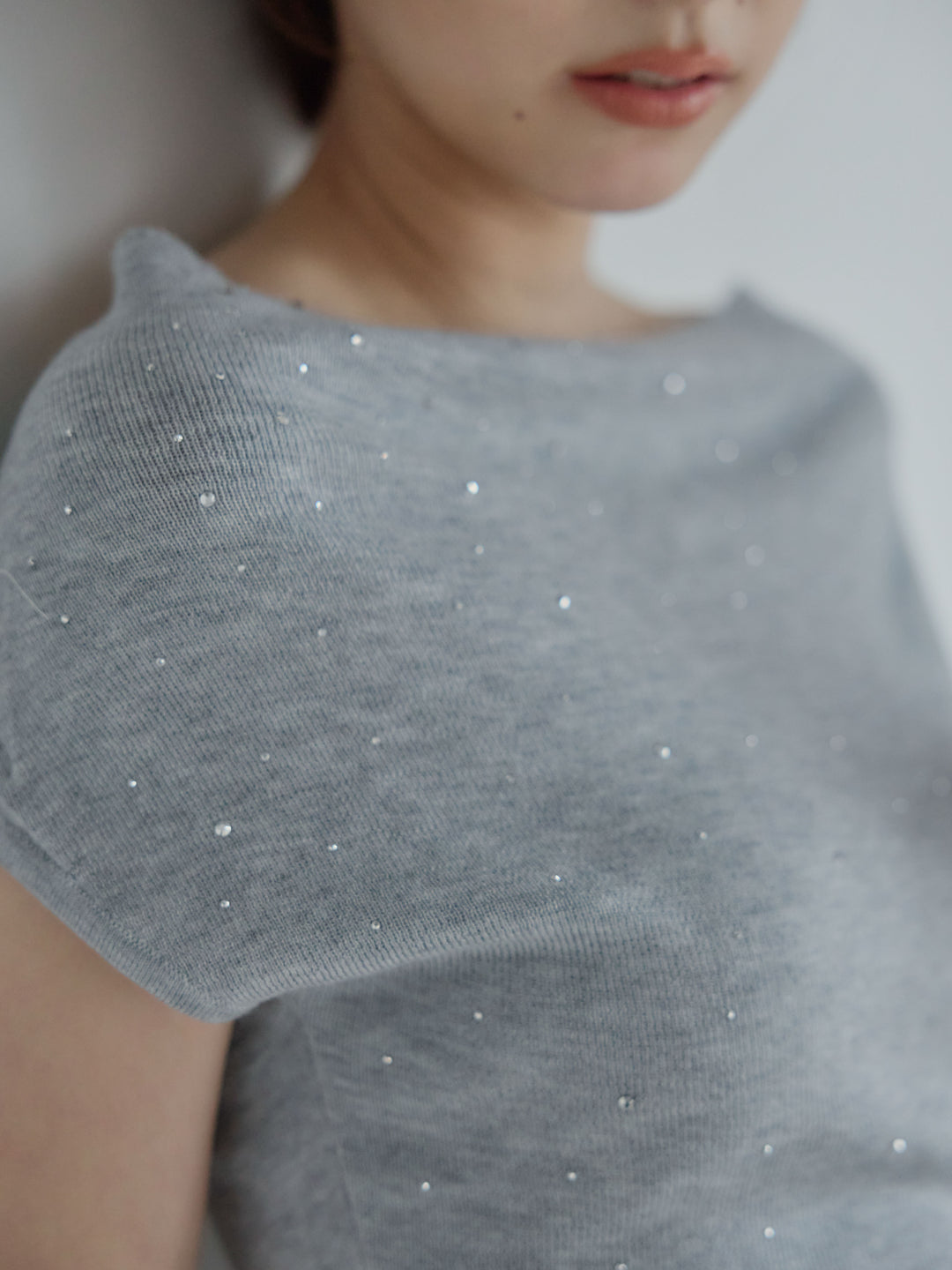 【SET】グリッターボートネックノースリニットトップス+ボリュームチュールスカート(2set)