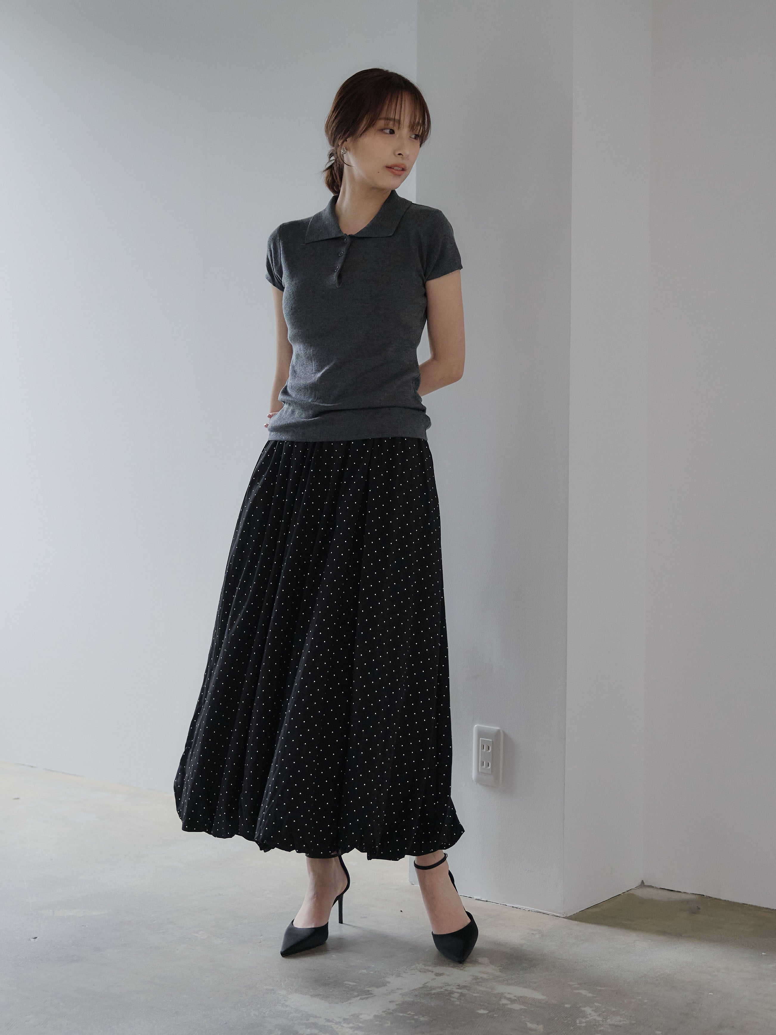 ハーフスリーブPOLOニットトップス – nairo