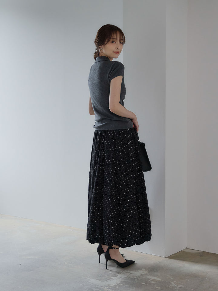 ハーフスリーブPOLOニットトップス