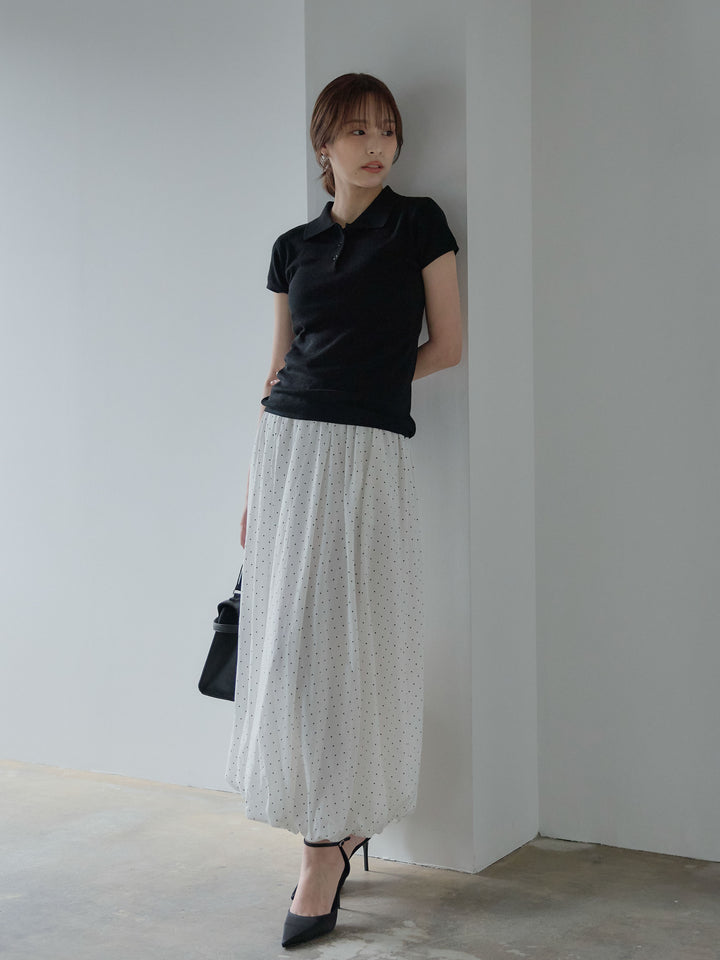 ハーフスリーブPOLOニットトップス