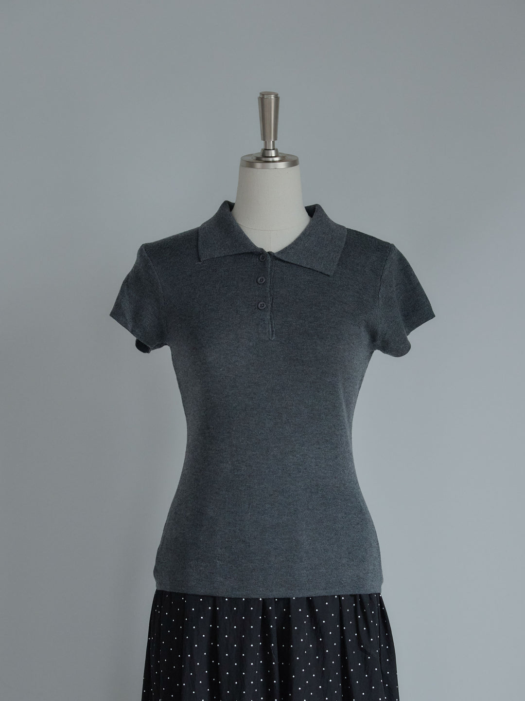 ハーフスリーブPOLOニットトップス