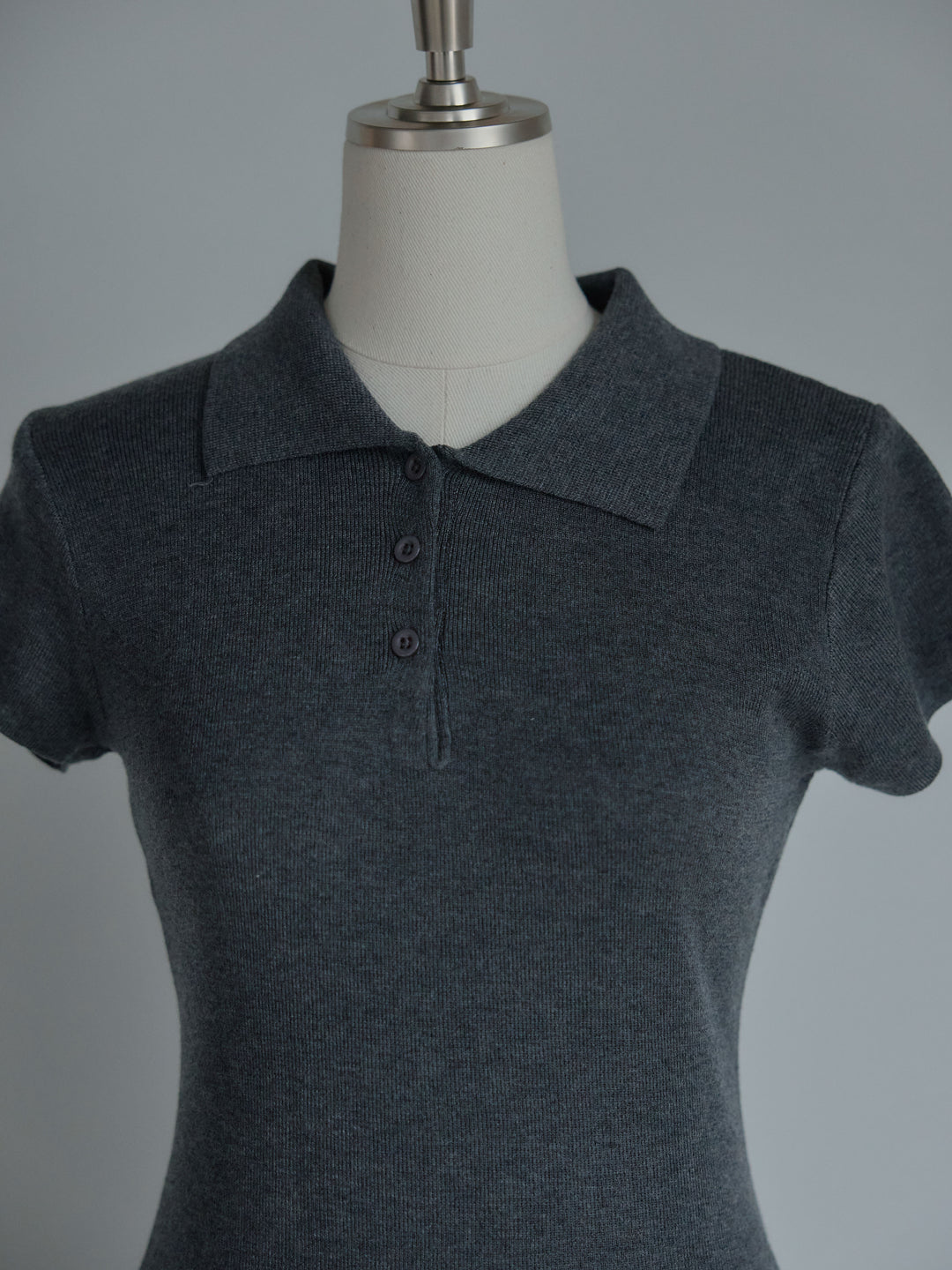 ハーフスリーブPOLOニットトップス