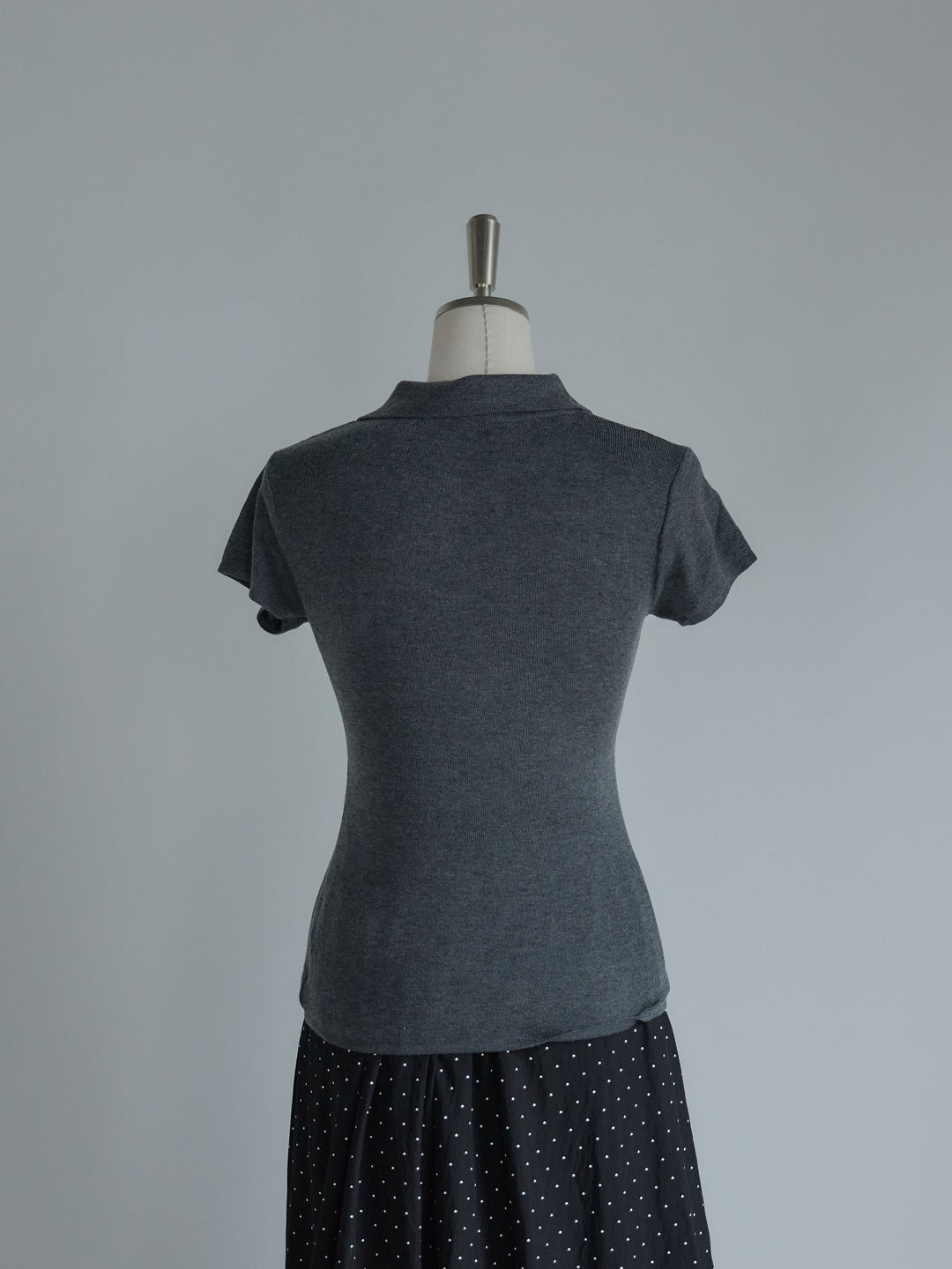 ハーフスリーブPOLOニットトップス