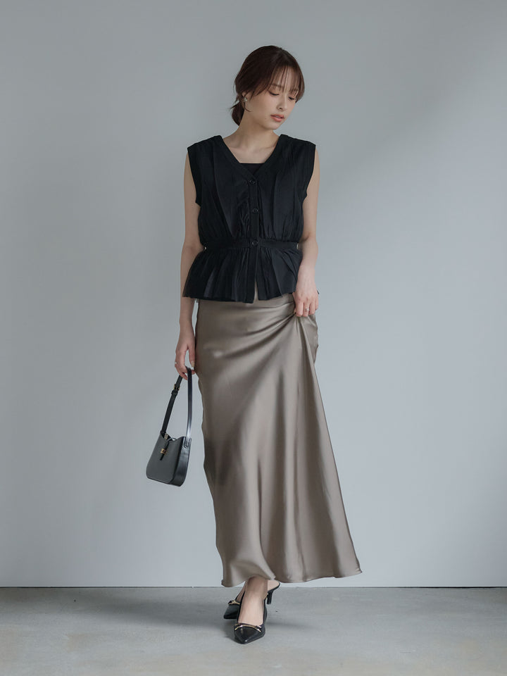 チュールドッキングペプラムトップス