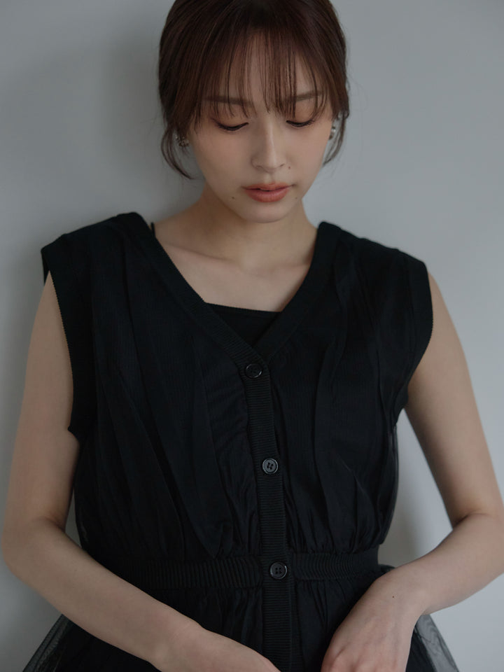 チュールドッキングペプラムトップス