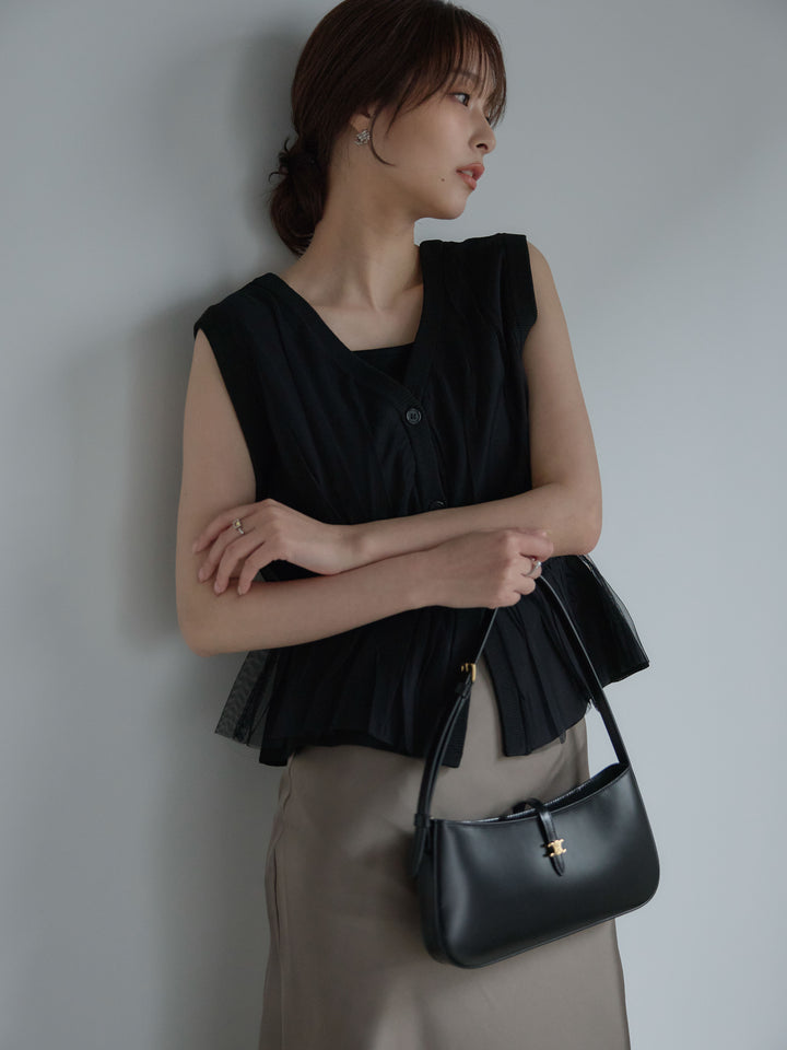 チュールドッキングペプラムトップス