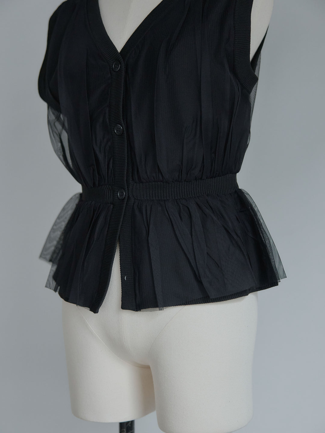 チュールドッキングペプラムトップス