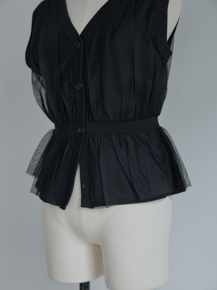 チュールドッキングペプラムトップス