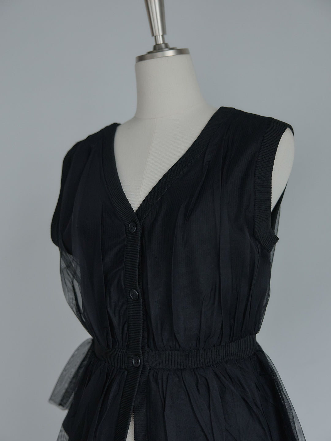 チュールドッキングペプラムトップス