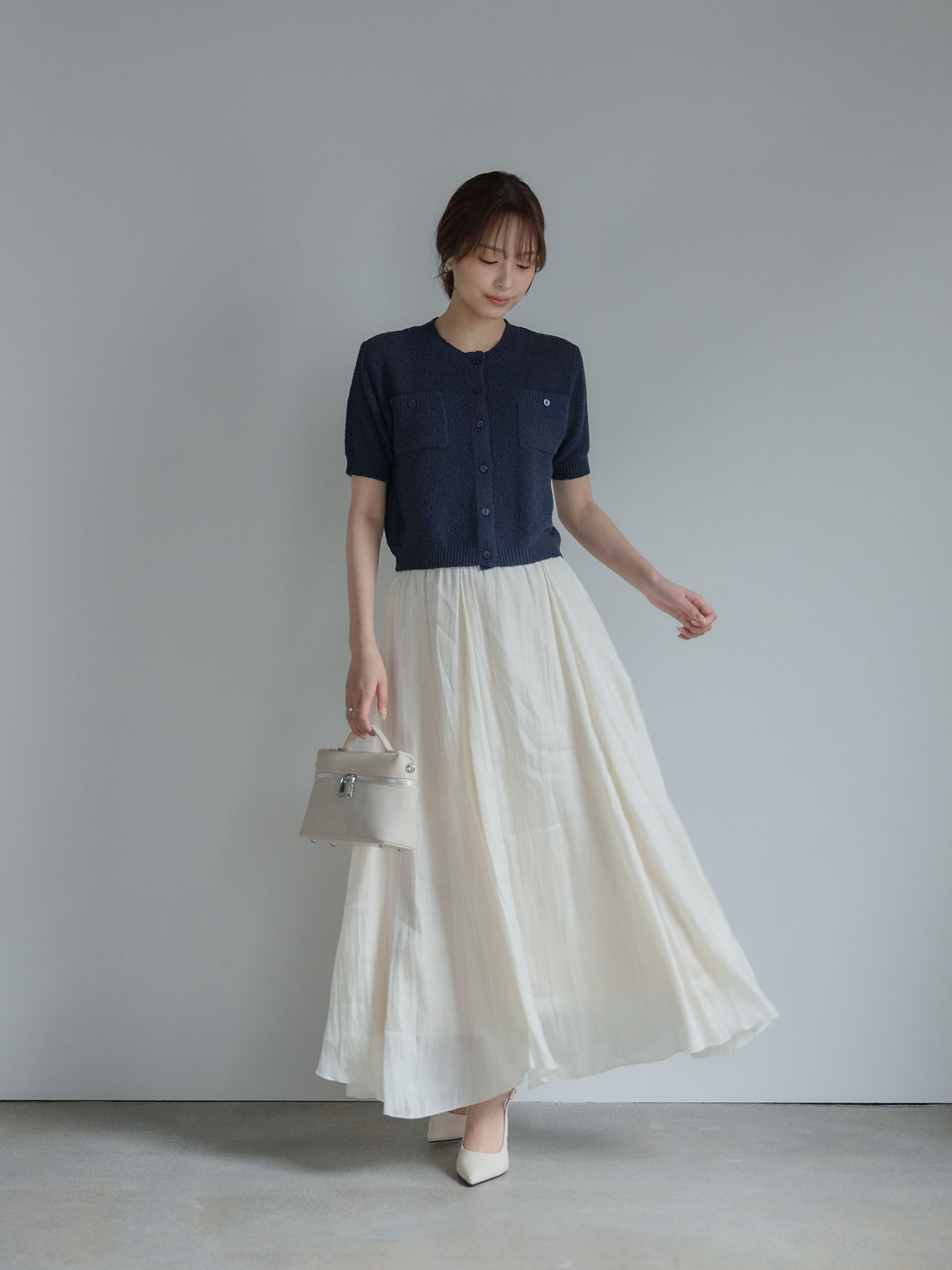 フロントポケットハーフスリーブカーディガン