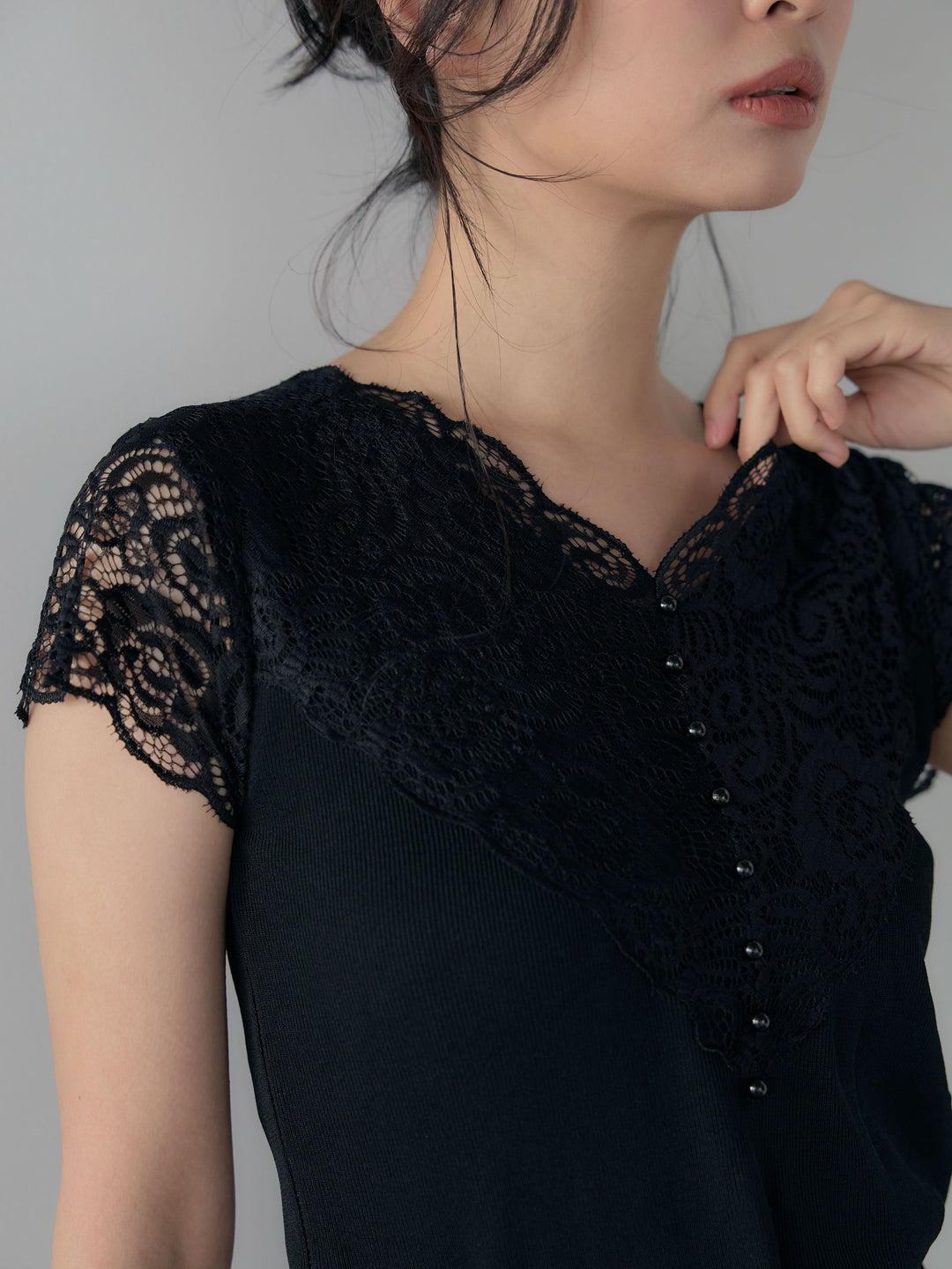 フロントラッフルリボンワイドパンツ