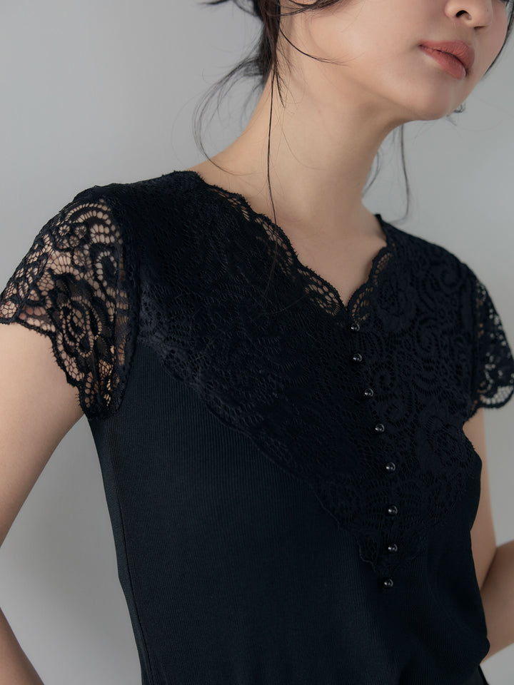 フロントラッフルリボンワイドパンツ