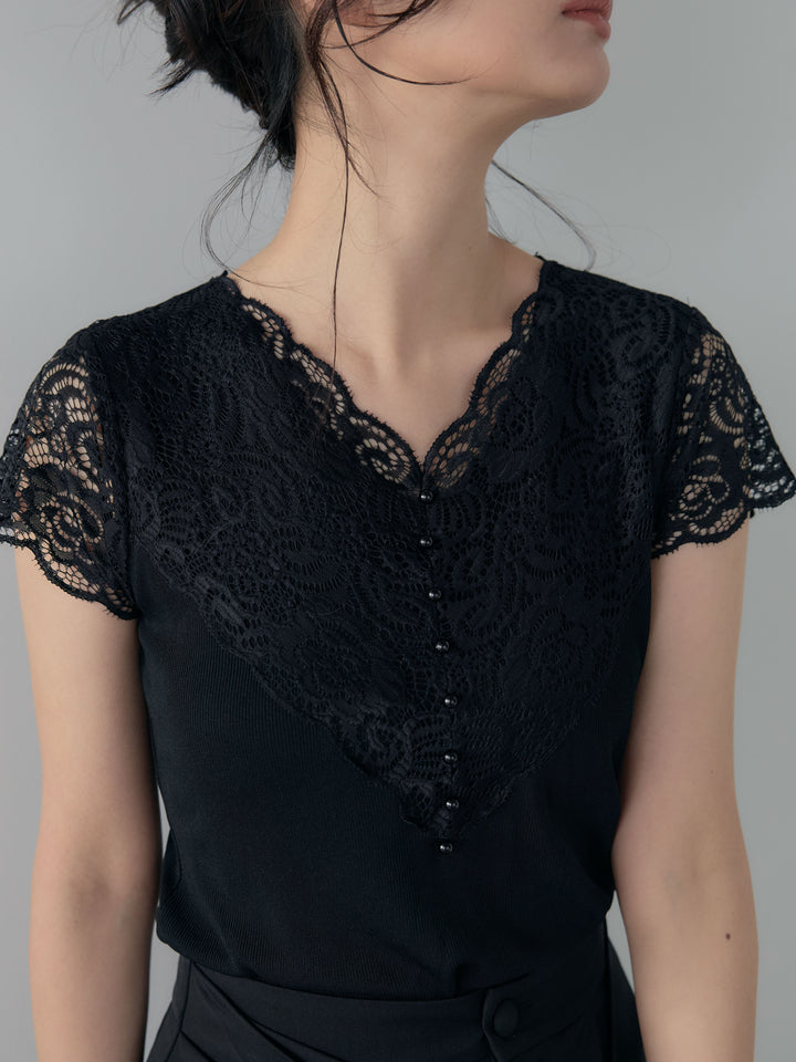 フロントラッフルリボンワイドパンツ