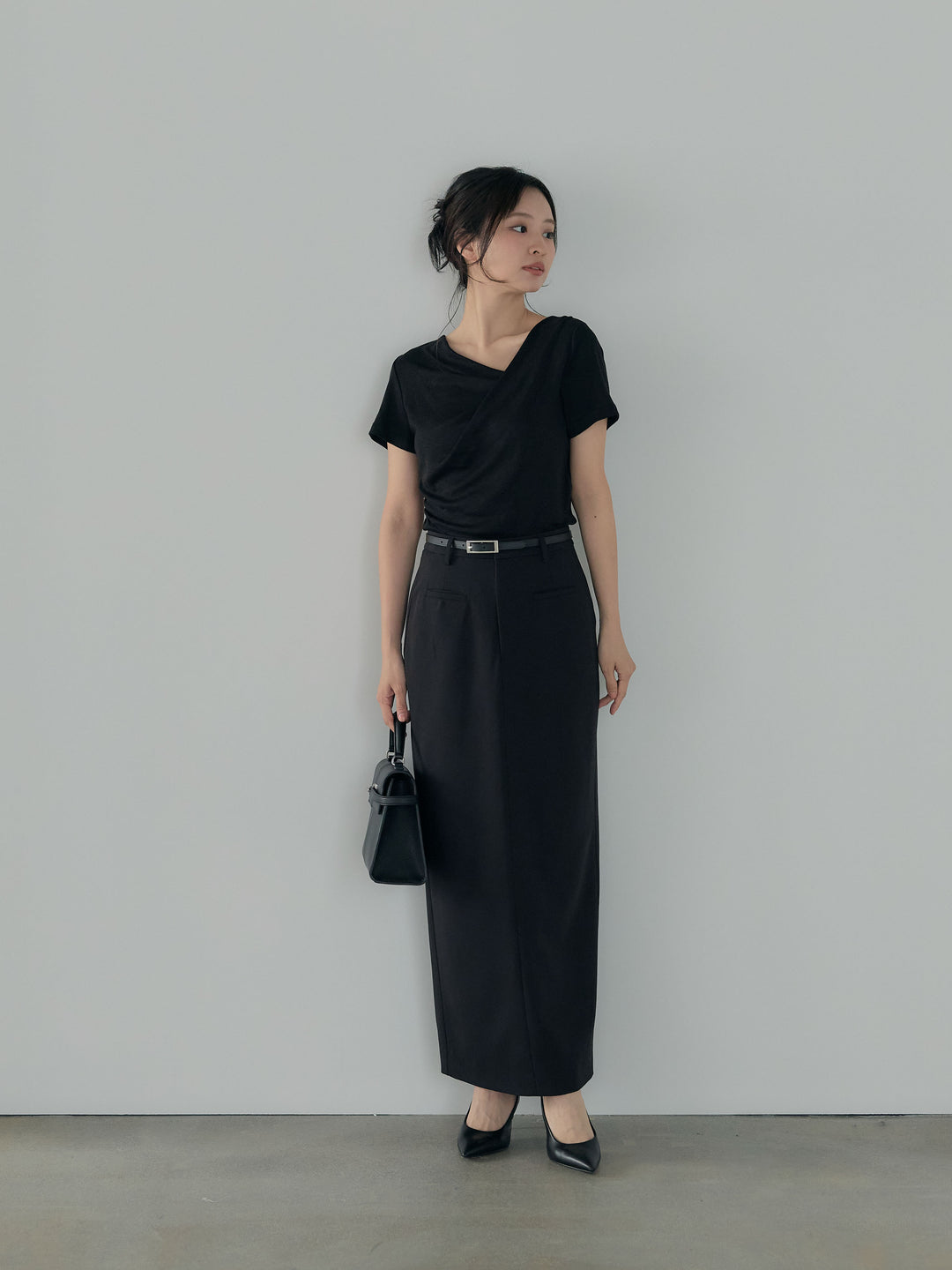 【SET】ドレープハーフスリーブカットソー+【Essential】Authentic pencil skrt(2set)