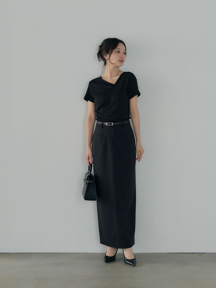 【SET】ドレープハーフスリーブカットソー+【Essential】Authentic pencil skrt(2set)