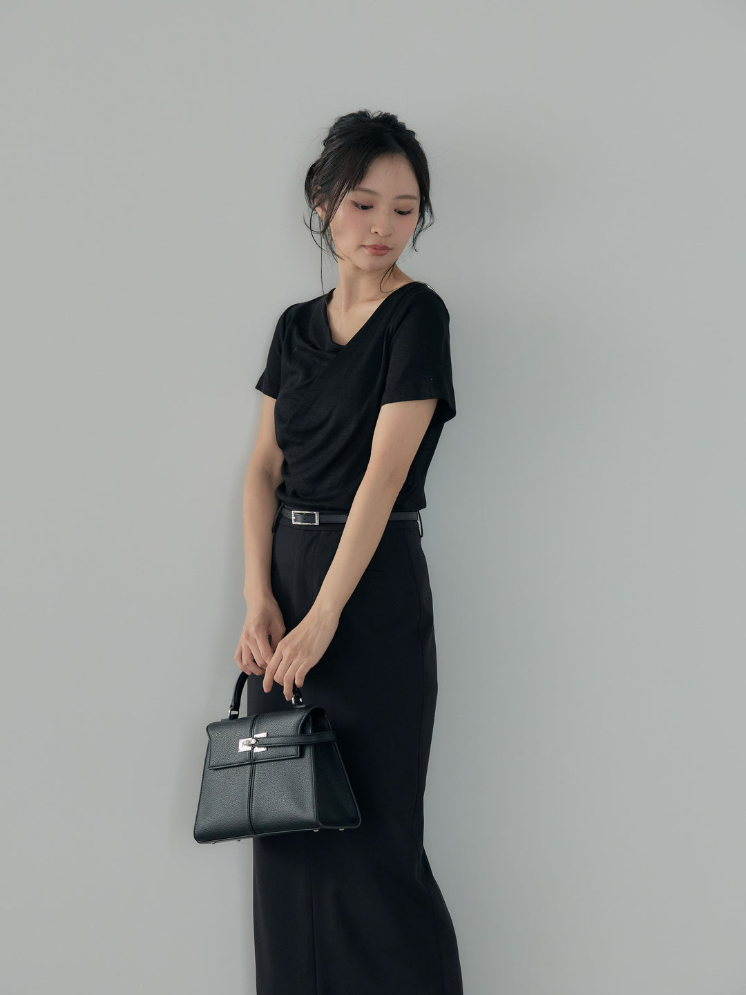 【SET】ドレープハーフスリーブカットソー+【Essential】Authentic pencil skrt(2set)