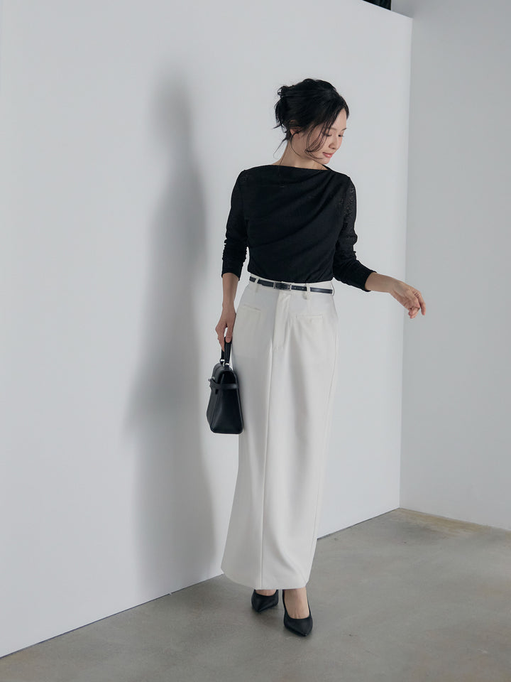 【SET】カットレースドレープトップス+【Essential】Authentic pencil skrt(2set)