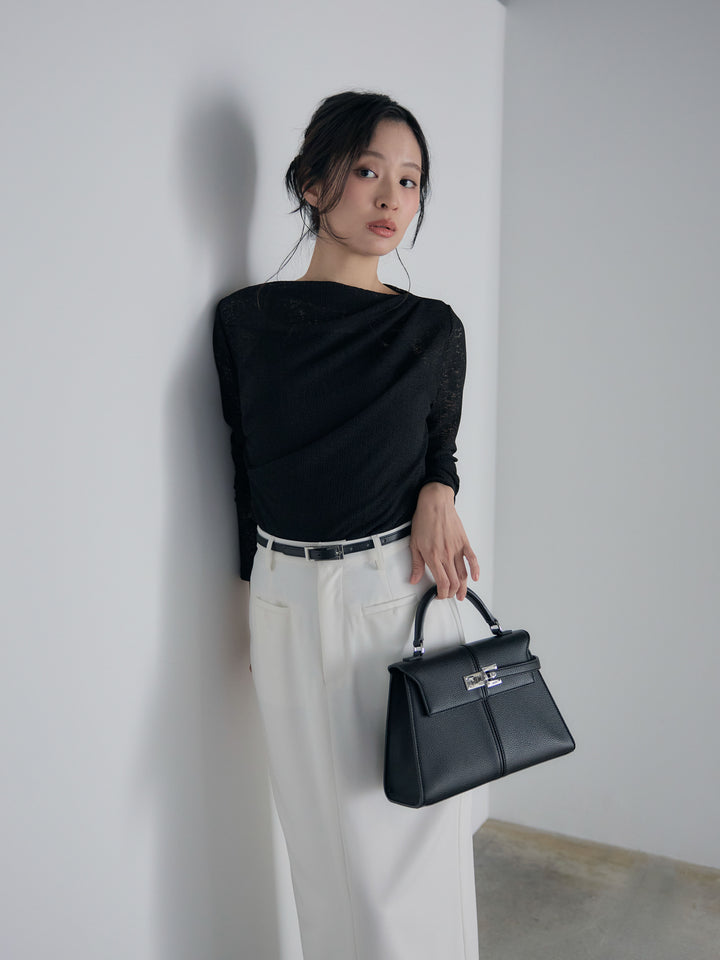 【SET】カットレースドレープトップス+【Essential】Authentic pencil skrt(2set)