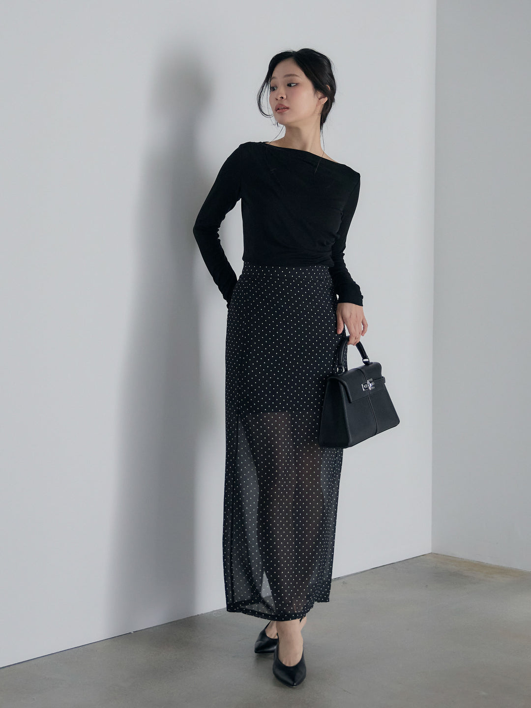 メッシュドレープトップス