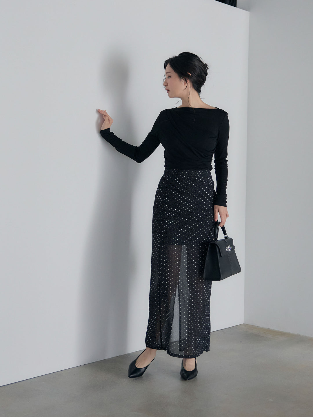 メッシュドレープトップス