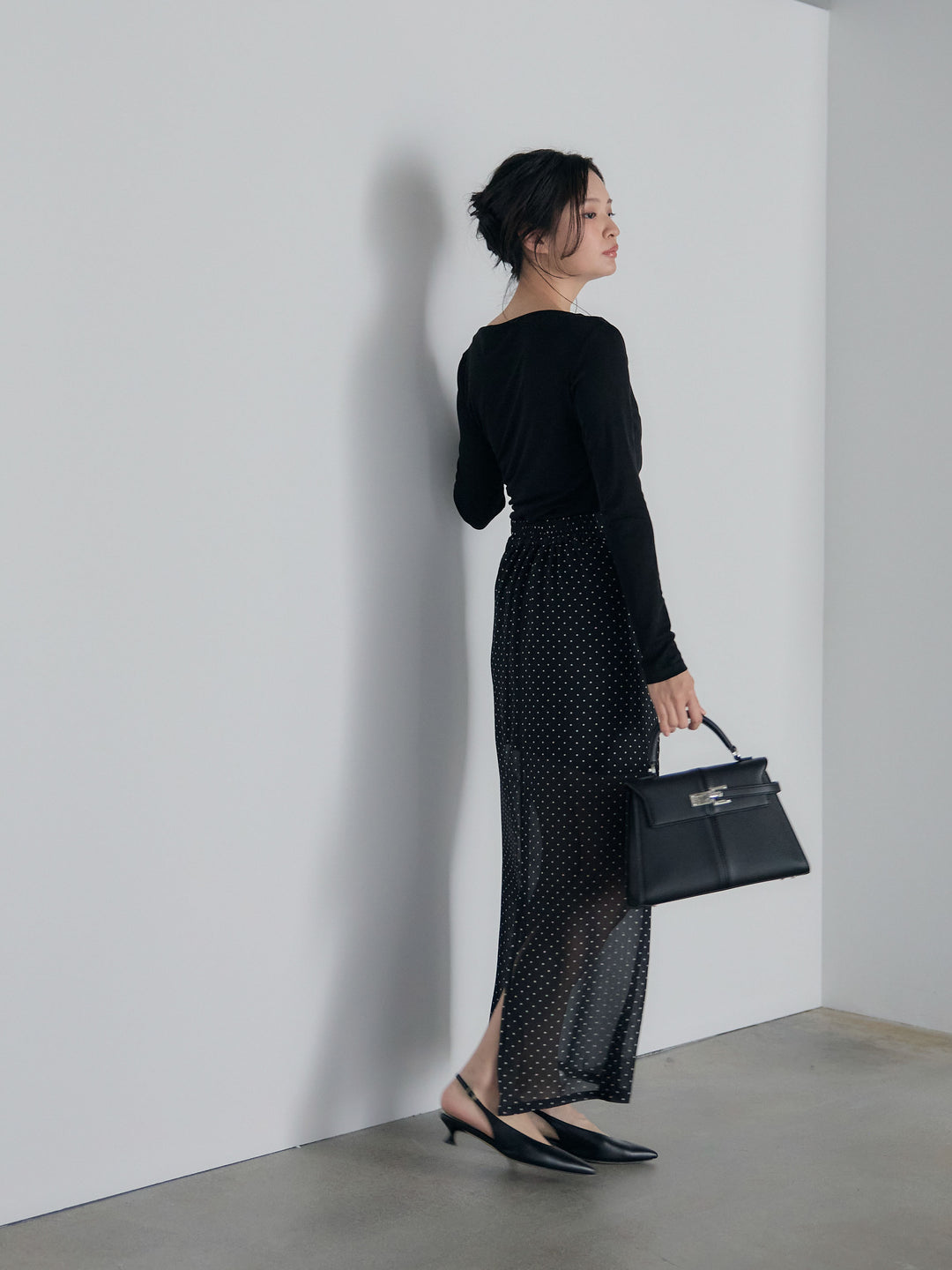 メッシュドレープトップス