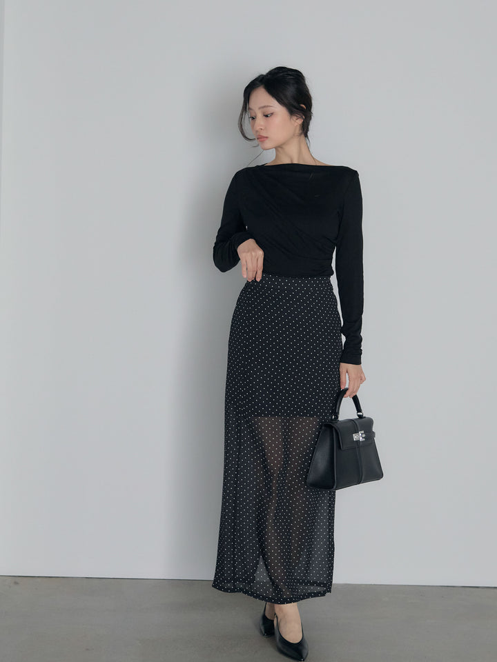 メッシュドレープトップス