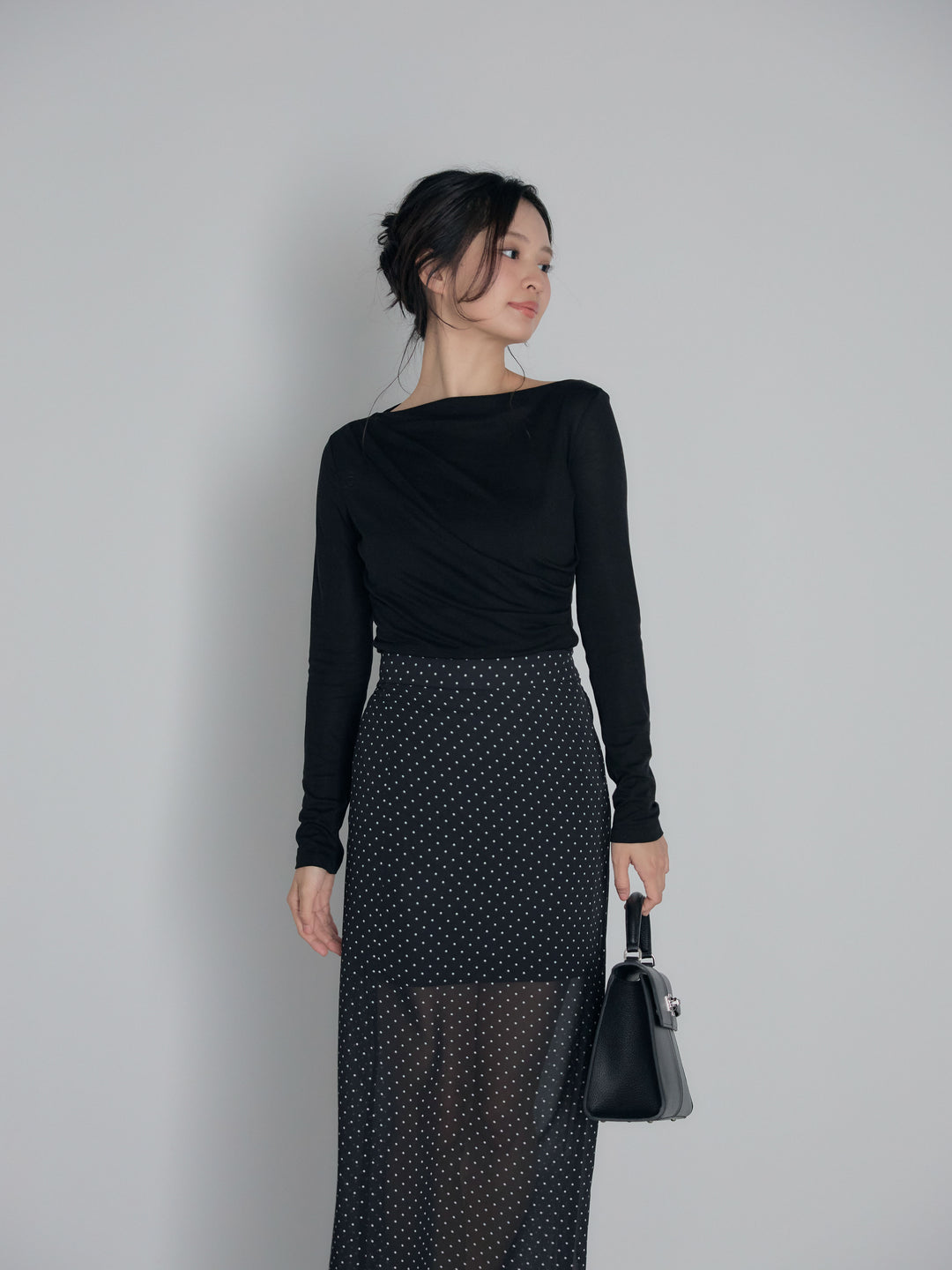 メッシュドレープトップス