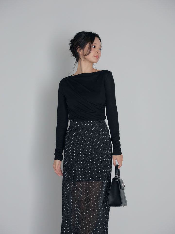 メッシュドレープトップス