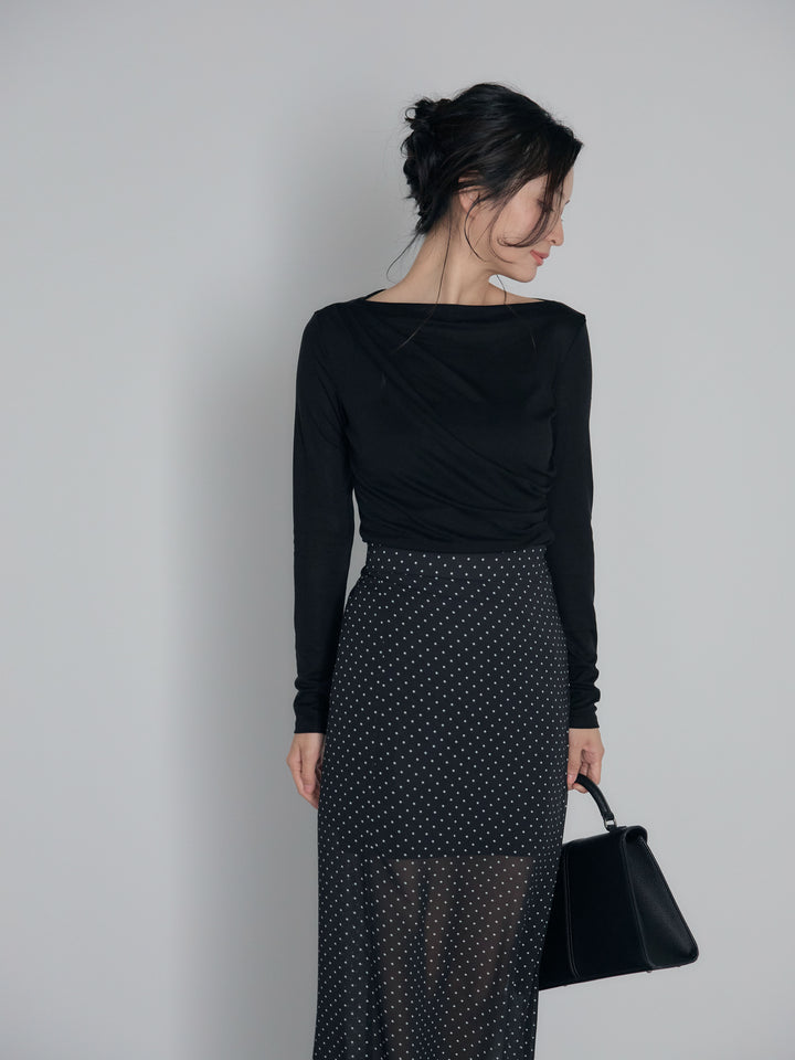 メッシュドレープトップス