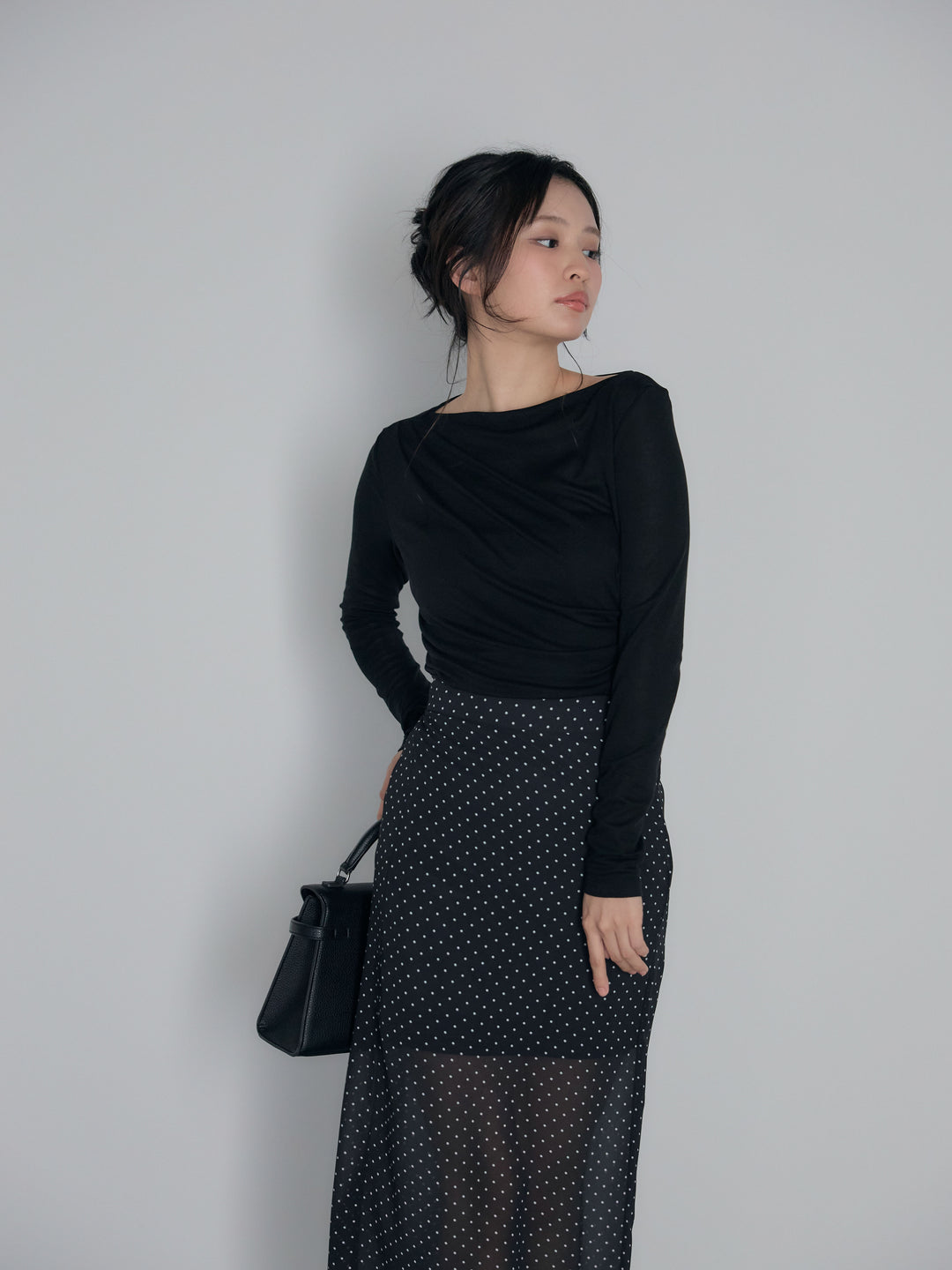 メッシュドレープトップス