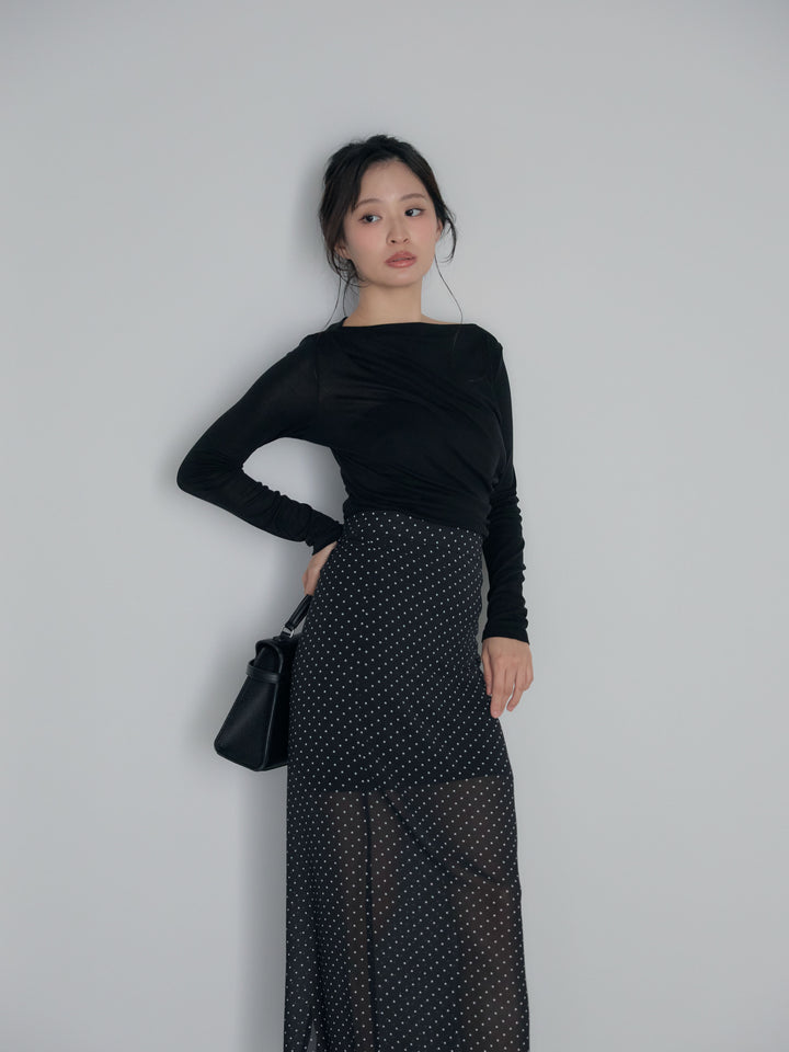 メッシュドレープトップス