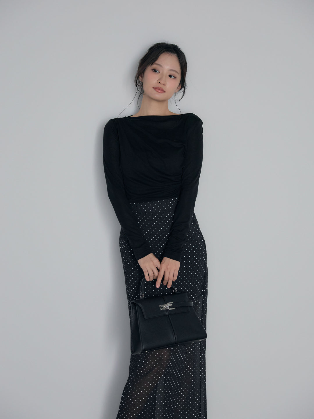 メッシュドレープトップス