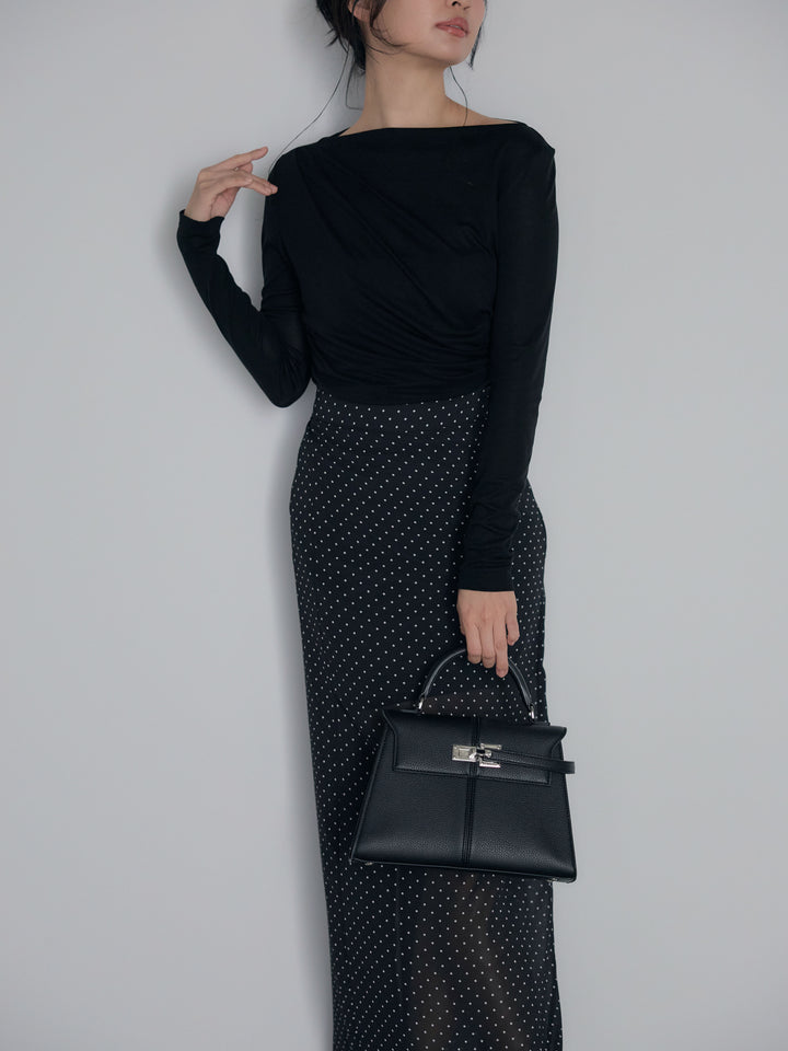 メッシュドレープトップス