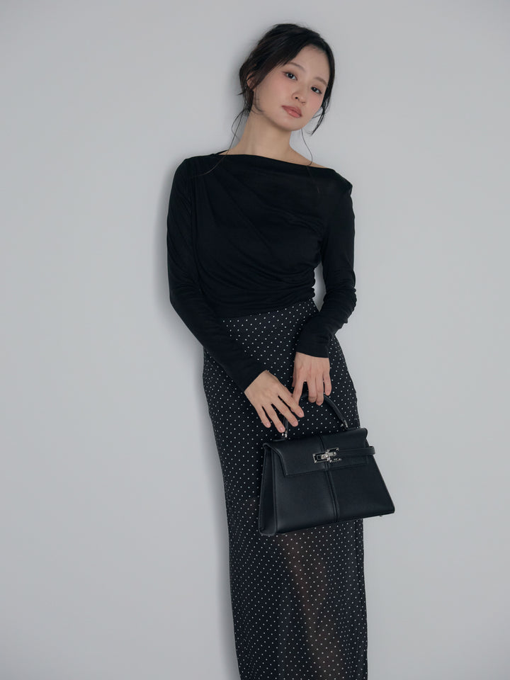 メッシュドレープトップス